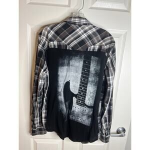 Upcycled Repurposed Arizona Jeans Men's Plaid Shirt Rock & Republic Back~ Size L